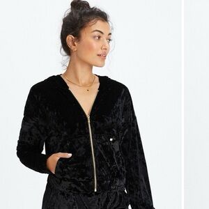 Fabletics Crushed Velvet Zip Up Hoodie